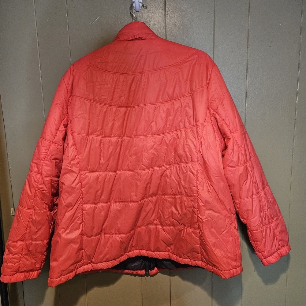 Free Country Coral Red Quilted Puffer Jacket | Women’s 3X Fleece Lined Full Zip - Picture 2 of 5